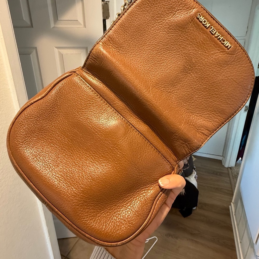 Michael Kors Tan Leather Messenger Bag